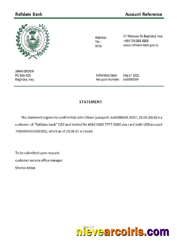 Iraq Rafidain closure reference